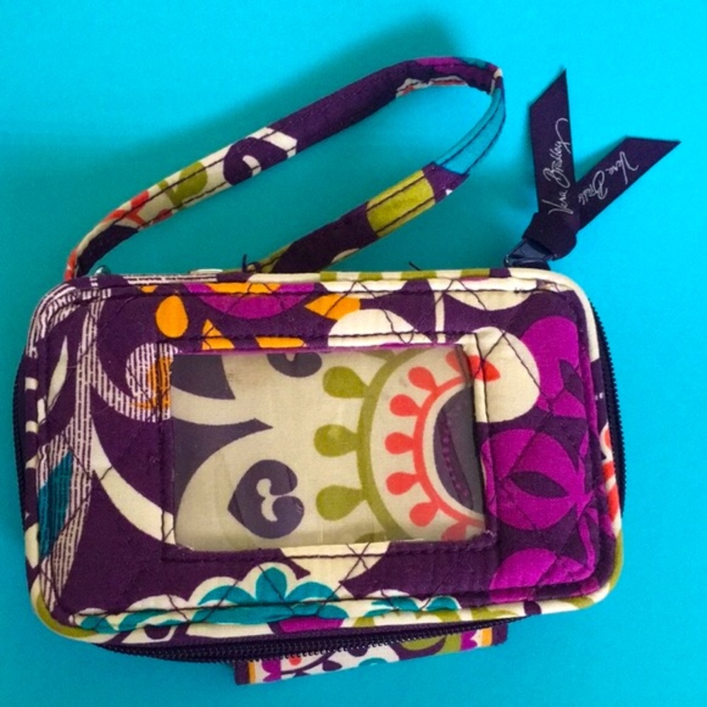 Vera Bradley Wallet Wristlet CC Holder Purple Teal Print New Without Tags